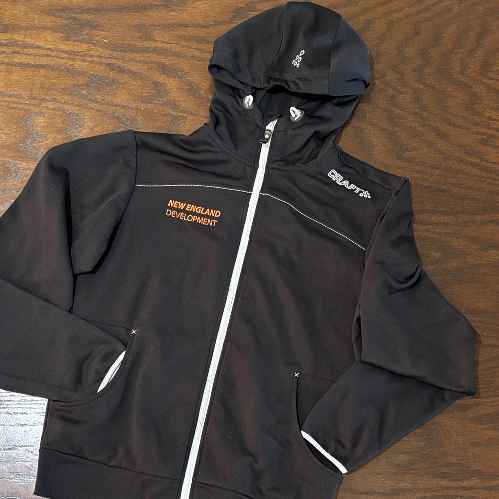 Craft Black Hooded Leisure Jacket with Orange Detail